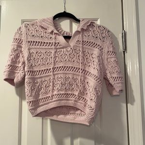 Zara large lavender cropped knit sweater
